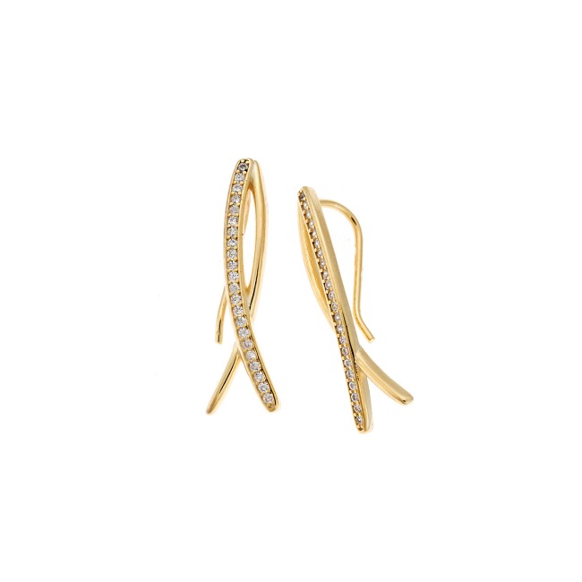 Σκουλαρίκια Senza από επιχρυσωμένο ασήμι 925, με λευκά ζιργκόν - SSR4256GD