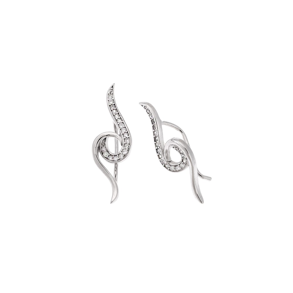 Σκουλαρίκια Senza από ασήμι 925, με λευκά ζιργκόν - SSR4258SR