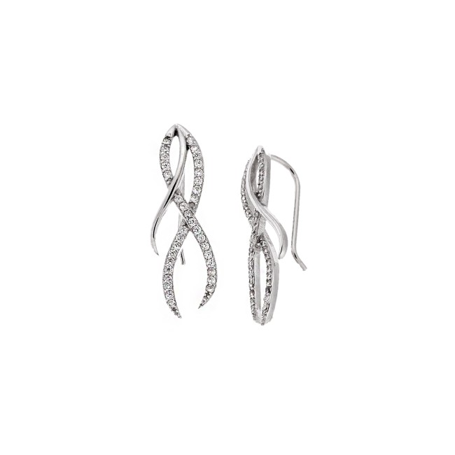 Σκουλαρίκια Senza από ασήμι 925, με λευκά ζιργκόν - SSR4259SR