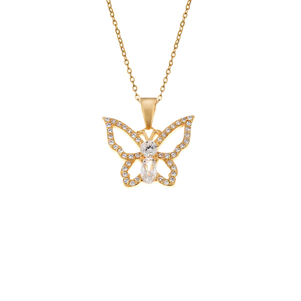 Μοτίφ Senza από επιχρυσωμένο ασήμι 925, Πεταλούδα με Ζιργκόν - SSR4273GD