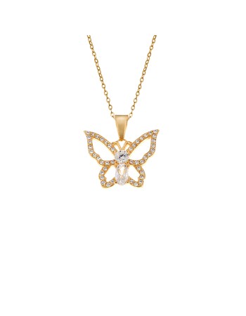 Μοτίφ Senza από επιχρυσωμένο ασήμι 925, Πεταλούδα με Ζιργκόν - SSR4273GD