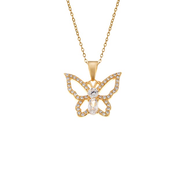 Μοτίφ Senza από επιχρυσωμένο ασήμι 925, Πεταλούδα με Ζιργκόν - SSR4273GD