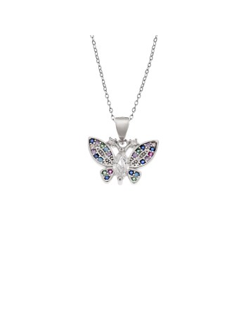 Μοτίφ Senza από ασήμι 925, Πεταλούδα με Πολύχρωμα Ζιργκόν - SSR4274SR