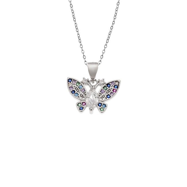 Μοτίφ Senza από ασήμι 925, Πεταλούδα με Πολύχρωμα Ζιργκόν - SSR4274SR