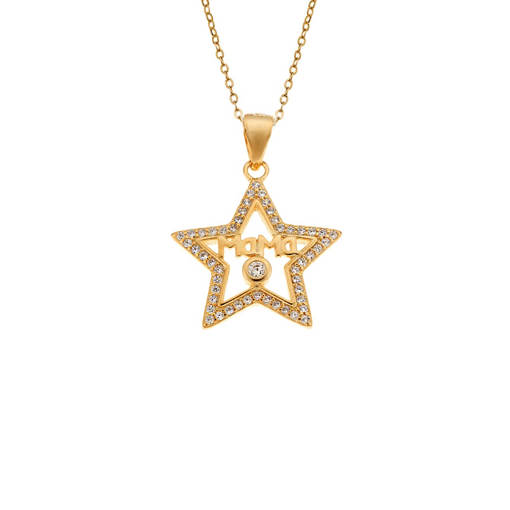 Μοτίφ Senza από επιχρυσωμένο ασήμι 925, Αστέρι mama - SSR4276GD