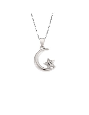 Μοτίφ Senza από ασήμι 925, Φεγγάρι με Αστέρι - SSR4277SR