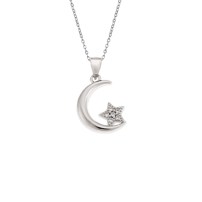Μοτίφ Senza από ασήμι 925, Φεγγάρι με Αστέρι - SSR4277SR