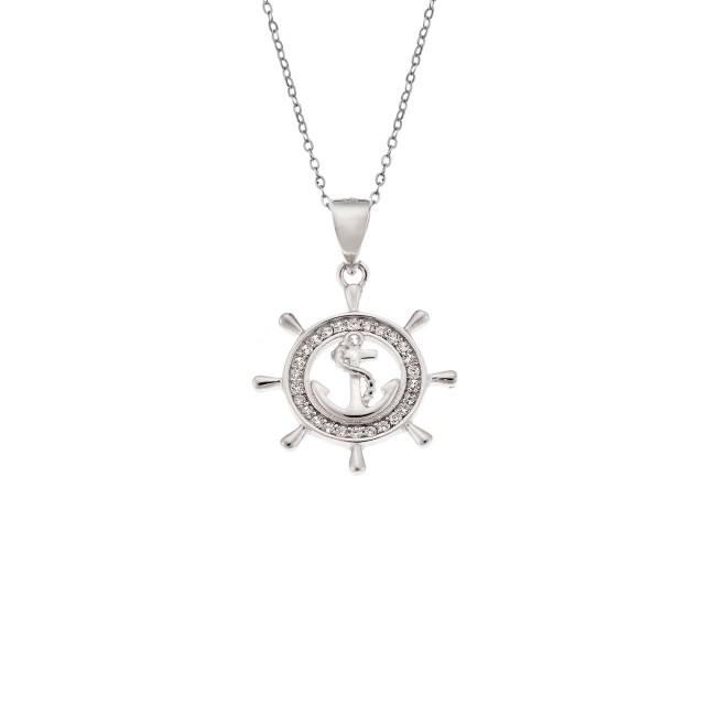 Μοτίφ Senza από ασήμι 925, Τιμόνι με Άγκυρα - SSR4278SR