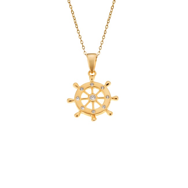 Μοτίφ Senza από επιχρυσωμένο ασήμι 925, Τιμόνι με Άγκυρα - SSR4279GD