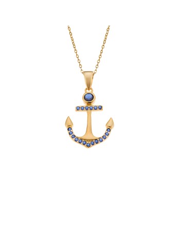 Μοτίφ Senza από επιχρυσωμένο ασήμι 925, Άγκυρα με μαύρα Ζιργκόν - SSR4282GD