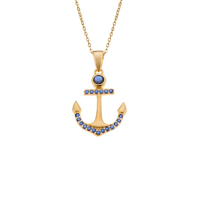 Μοτίφ Senza από επιχρυσωμένο ασήμι 925, Άγκυρα με μαύρα Ζιργκόν - SSR4282GD