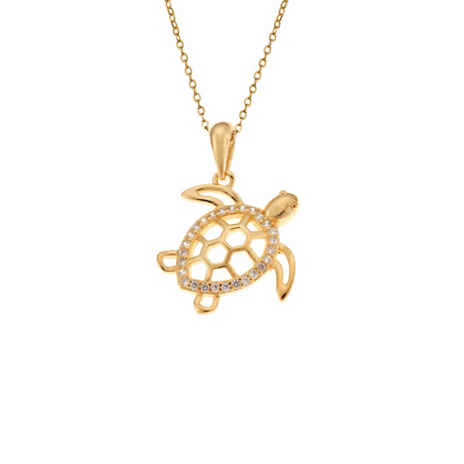Μοτίφ Senza από επιχρυσωμένο ασήμι 925, Χελώνα με Ζιργκόν - SSR4283GD