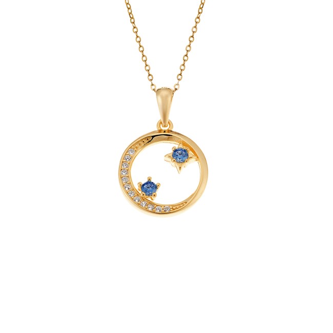 Μοτίφ Senza από επιχρυσωμένο ασήμι 925, Κύκλος με γαλάζια Ζιργκόν - SSR4290GD