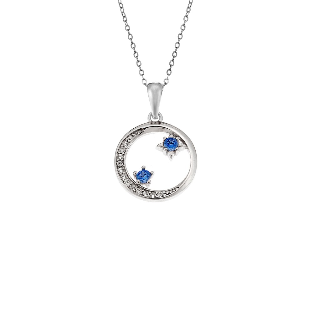 Μοτίφ Senza από ασήμι 925, Κύκλος με γαλάζια Ζιργκόν - SSR4290SR