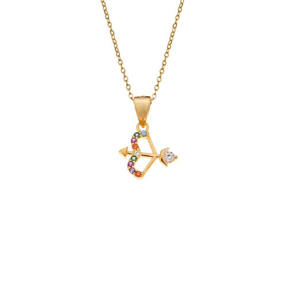 Μοτίφ Senza από επιχρυσωμένο ασήμι 925, Τόξο με Πολύχρωμα Ζιργκόν - SSR4293GD