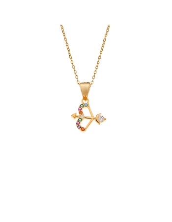 Μοτίφ Senza από επιχρυσωμένο ασήμι 925, Τόξο με Πολύχρωμα Ζιργκόν - SSR4293GD