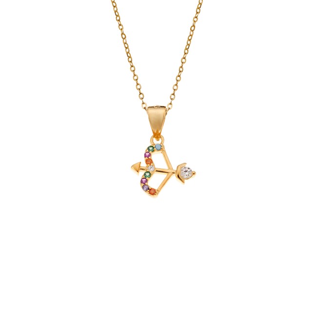 Μοτίφ Senza από επιχρυσωμένο ασήμι 925, Τόξο με Πολύχρωμα Ζιργκόν - SSR4293GD