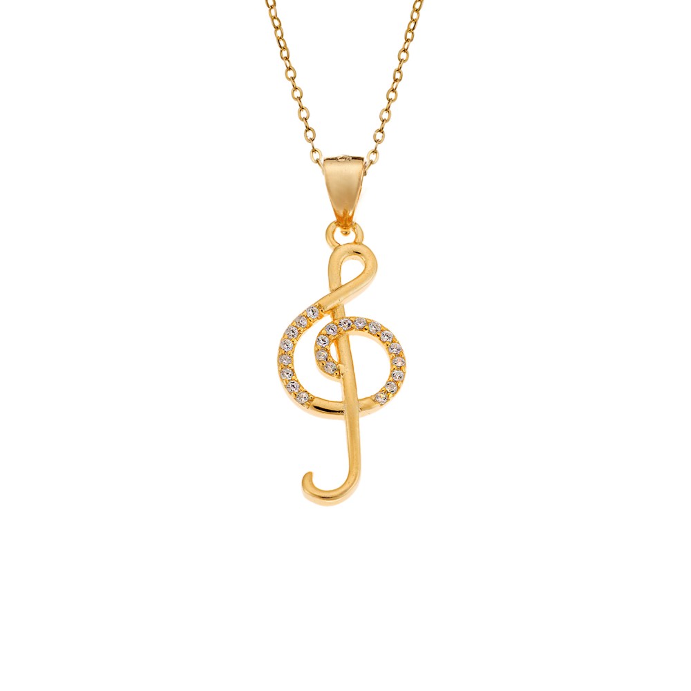 Μοτίφ Senza από επιχρυσωμένο ασήμι 925, Κλειδί του Σολ - SSR4296GD