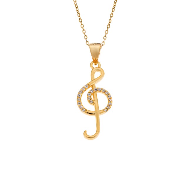 Μοτίφ Senza από επιχρυσωμένο ασήμι 925, Κλειδί του Σολ - SSR4296GD