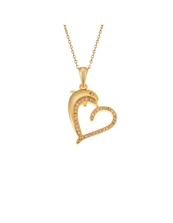 Μοτίφ Senza από επιχρυσωμένο ασήμι 925, Καρδιά με Δελφίνι - SSR4301GD