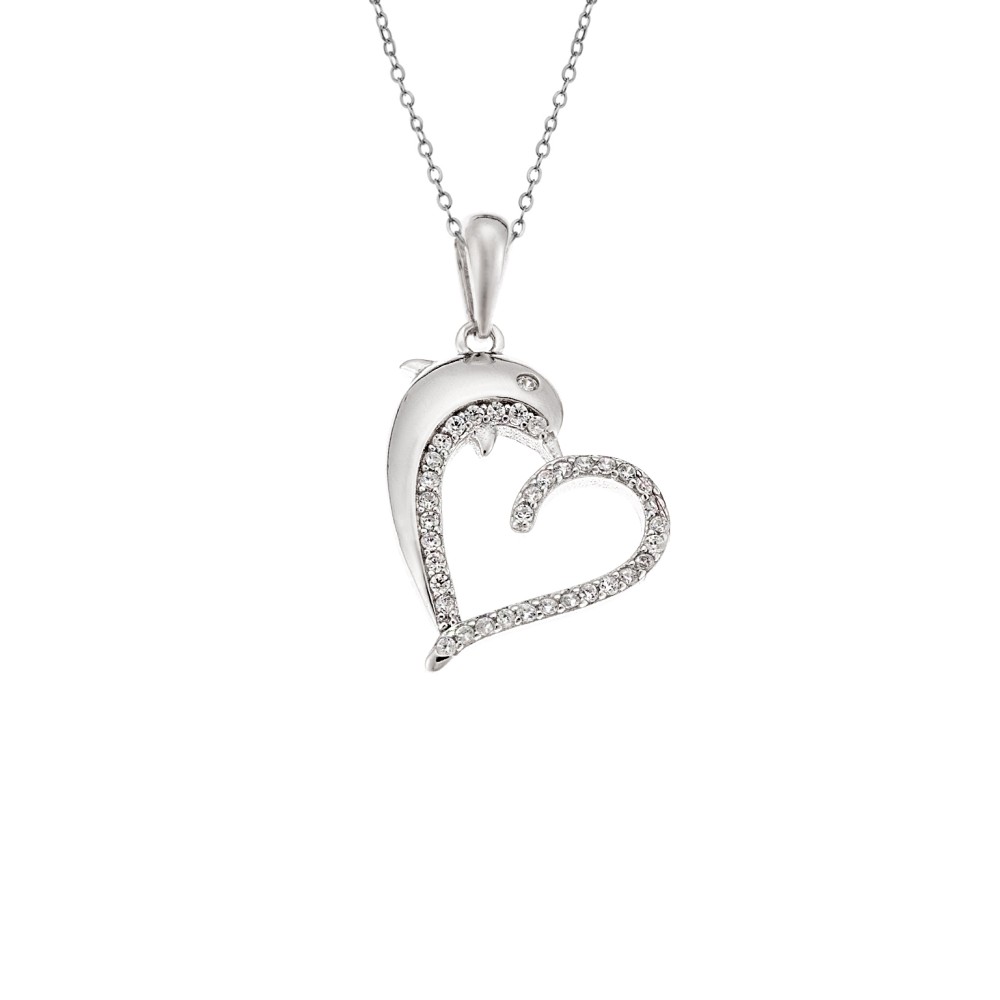 Μοτίφ Senza από ασήμι 925, Καρδιά με Δελφίνι - SSR4301SR