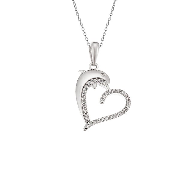 Μοτίφ Senza από ασήμι 925, Καρδιά με Δελφίνι - SSR4301SR