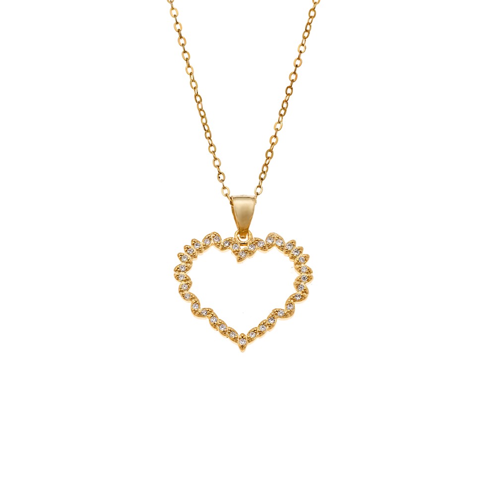 Μενταγιόν Senza από επιχρυσωμένο ασήμι 925, Περίγραμμα Καρδιάς - SSR4304GD