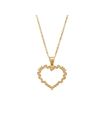 Μενταγιόν Senza από επιχρυσωμένο ασήμι 925, Περίγραμμα Καρδιάς - SSR4304GD