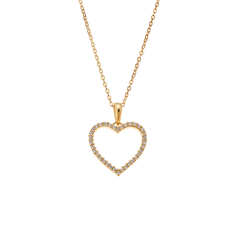 Μενταγιόν Senza από επιχρυσωμένο ασήμι 925, Περίγραμμα Καρδιάς - SSR4305GD