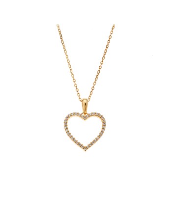Μενταγιόν Senza από επιχρυσωμένο ασήμι 925, Περίγραμμα Καρδιάς - SSR4305GD