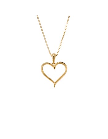 Μενταγιόν Senza από επιχρυσωμένο ασήμι 925, Περίγραμμα Καρδιάς - SSR4306GD