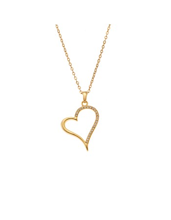 Μενταγιόν Senza από επιχρυσωμένο ασήμι 925, Περίγραμμα Καρδιάς - SSR4307GD