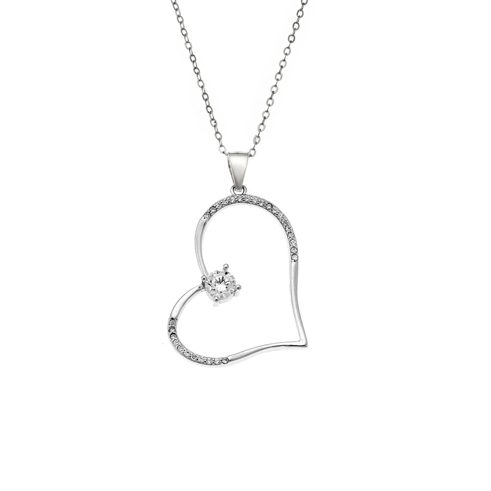 Μενταγιόν Senza από ασήμι 925, Περίγραμμα Καρδιάς - SSR4308SR