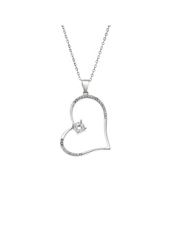 Μενταγιόν Senza από ασήμι 925, Περίγραμμα Καρδιάς - SSR4308SR