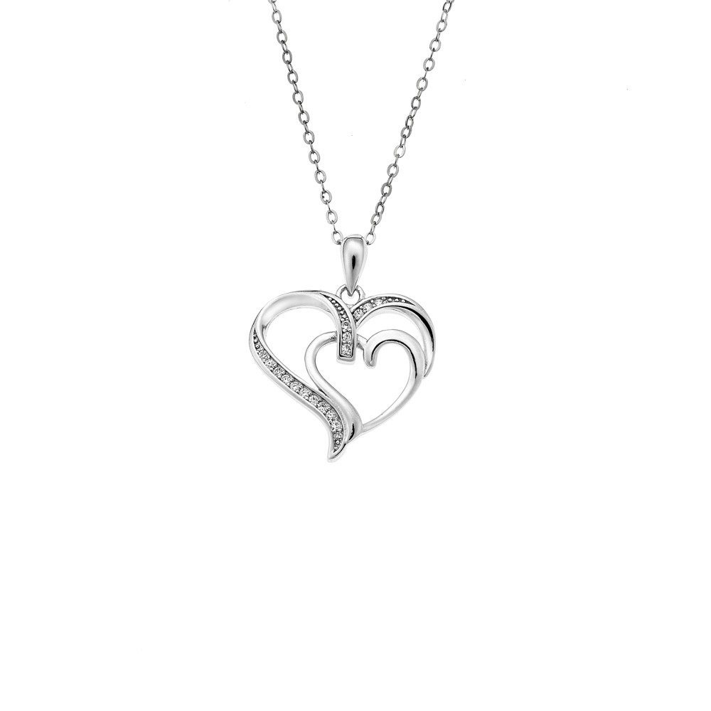 Μενταγιόν Senza από επιχρυσωμένο ασήμι 925, Διπλή Καρδιά - SSR4309SR