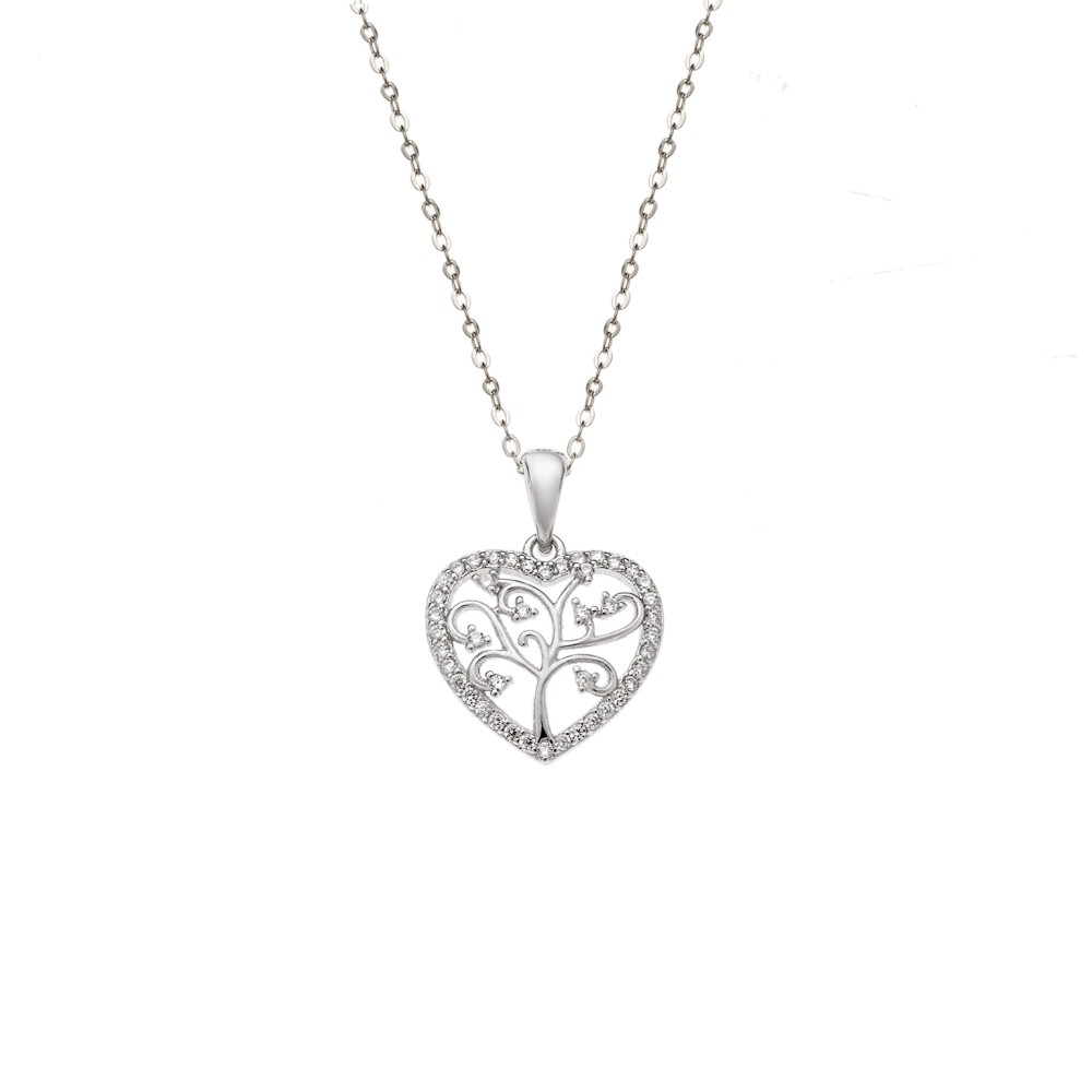 Μενταγιόν Senza από ασήμι 925, Καρδιά με Ζιργκόν - SSR4313SR