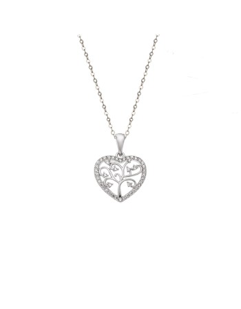 Μενταγιόν Senza από ασήμι 925, Καρδιά με Ζιργκόν - SSR4313SR