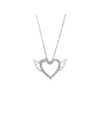 Μενταγιόν Senza από ασήμι 925, Καρδιά με Φτερά - SSR4314SR