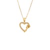 Μενταγιόν Senza από επιχρυσωμένο ασήμι 925, Περίγραμμα Καρδιάς με Ζιργκόν και Τριαντάφυλλο - SSR4317GD