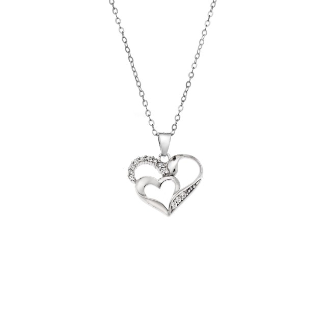 Μενταγιόν Senza από ασήμι 925, Διπλή Καρδιά με Ζιργκόν - SSR4326SR