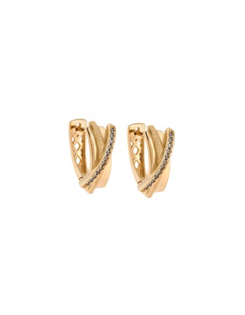 Σκουλαρίκια SENZA Κρίκοι Επίχρυσο Ασήμι 925, με Ζιργκόν πέτρες - SSR4334