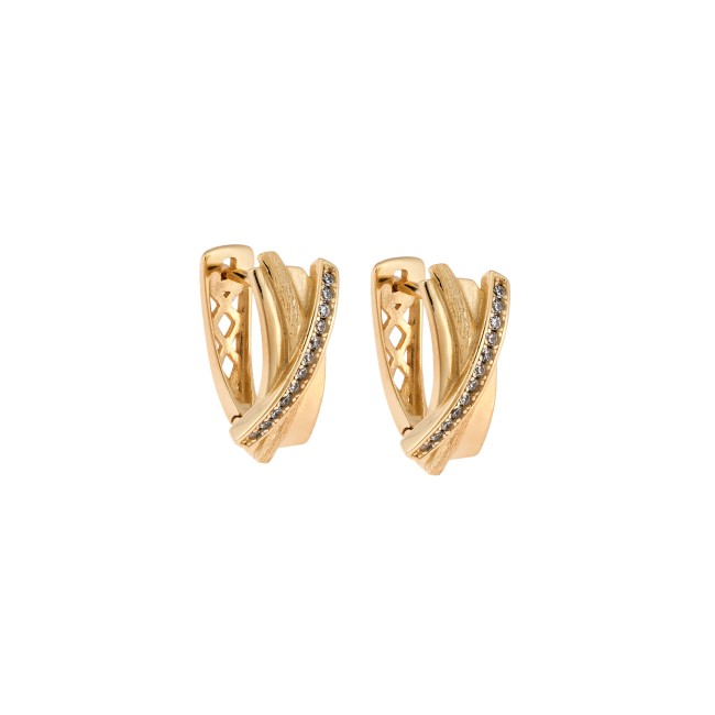 Σκουλαρίκια SENZA Κρίκοι Επίχρυσο Ασήμι 925, με Ζιργκόν πέτρες - SSR4334