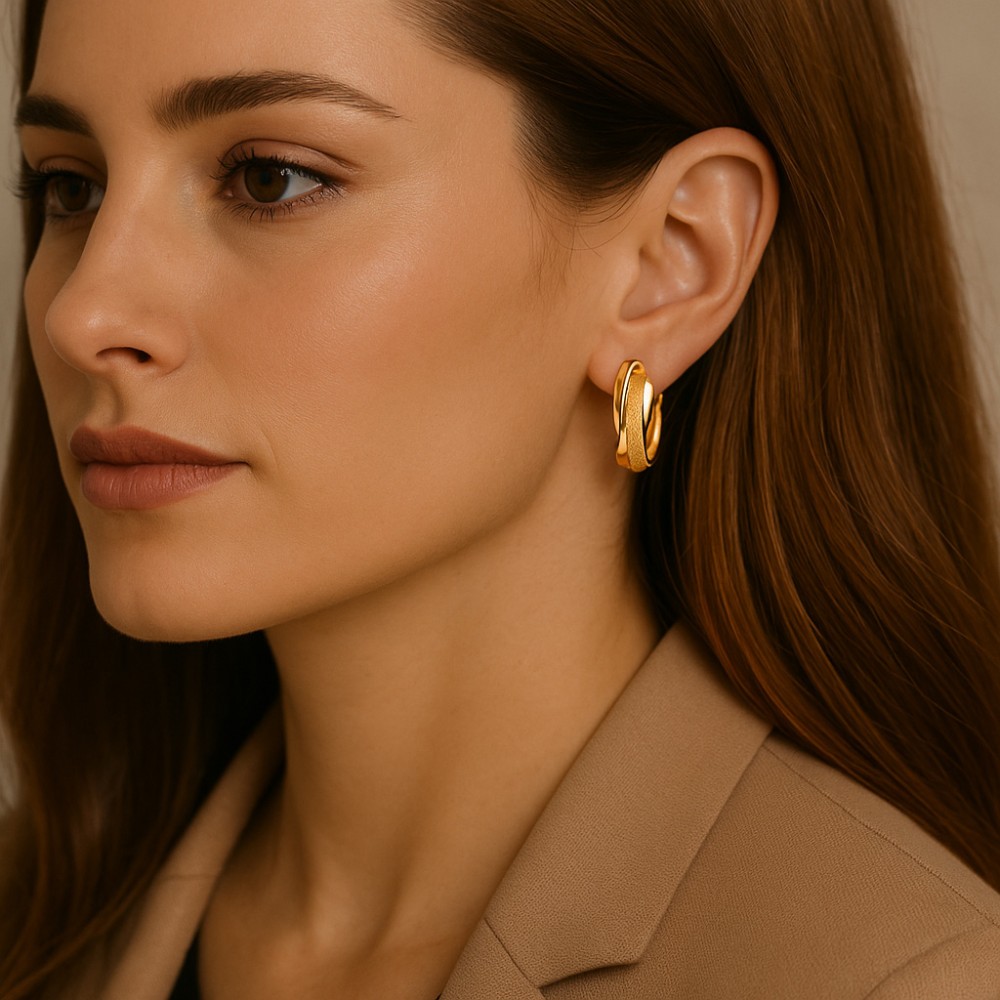 Σκουλαρίκια SENZA Κρίκοι Επίχρυσο Ασήμι 925 - SSR4338