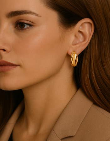 Σκουλαρίκια SENZA Κρίκοι Επίχρυσο Ασήμι 925 - SSR4338