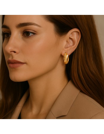 Σκουλαρίκια SENZA Κρίκοι Επίχρυσο Ασήμι 925 - SSR4338