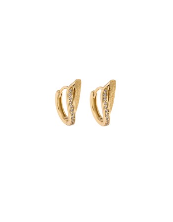 Σκουλαρίκια SENZA Κρίκοι Επίχρυσο Ασήμι 925 Με Ζιργκόν Πέτρες - SSR4340