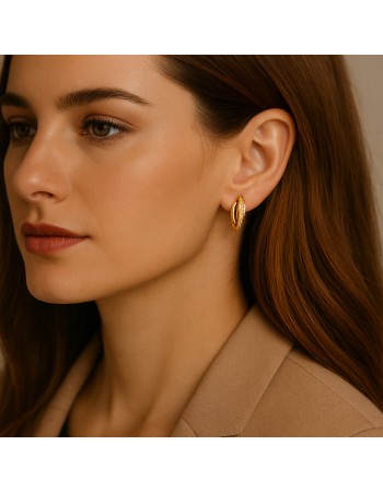 Σκουλαρίκια SENZA Κρίκοι Επίχρυσο Ασήμι 925 Με Ζιργκόν Πέτρες - SSR4340