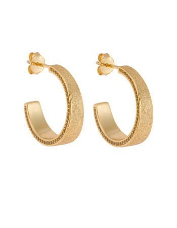 Σκουλαρίκια SENZA Κρίκοι Επίχρυσο Ασήμι 925 Με Ζιργκόν Πέτρες - SSR4344