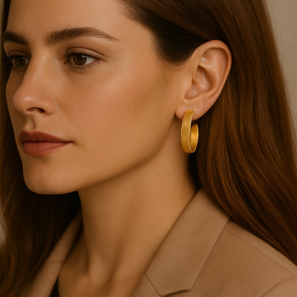 Σκουλαρίκια SENZA Κρίκοι Επίχρυσο Ασήμι 925 Με Ζιργκόν Πέτρες - SSR4344