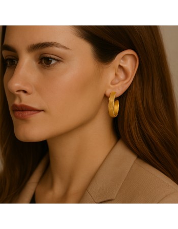 Σκουλαρίκια SENZA Κρίκοι Επίχρυσο Ασήμι 925 Με Ζιργκόν Πέτρες - SSR4344